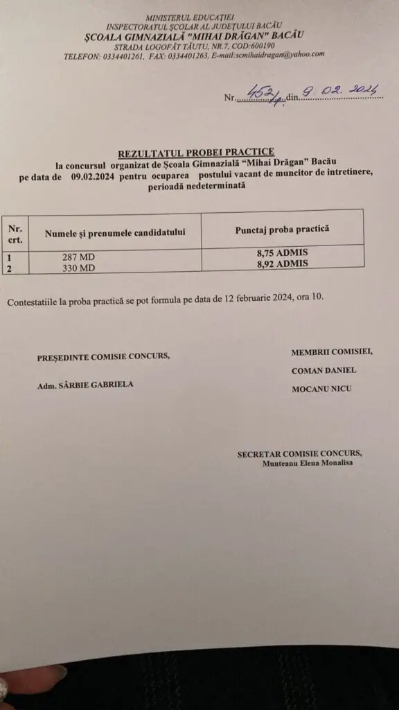 Rezultat proba practica muncitor