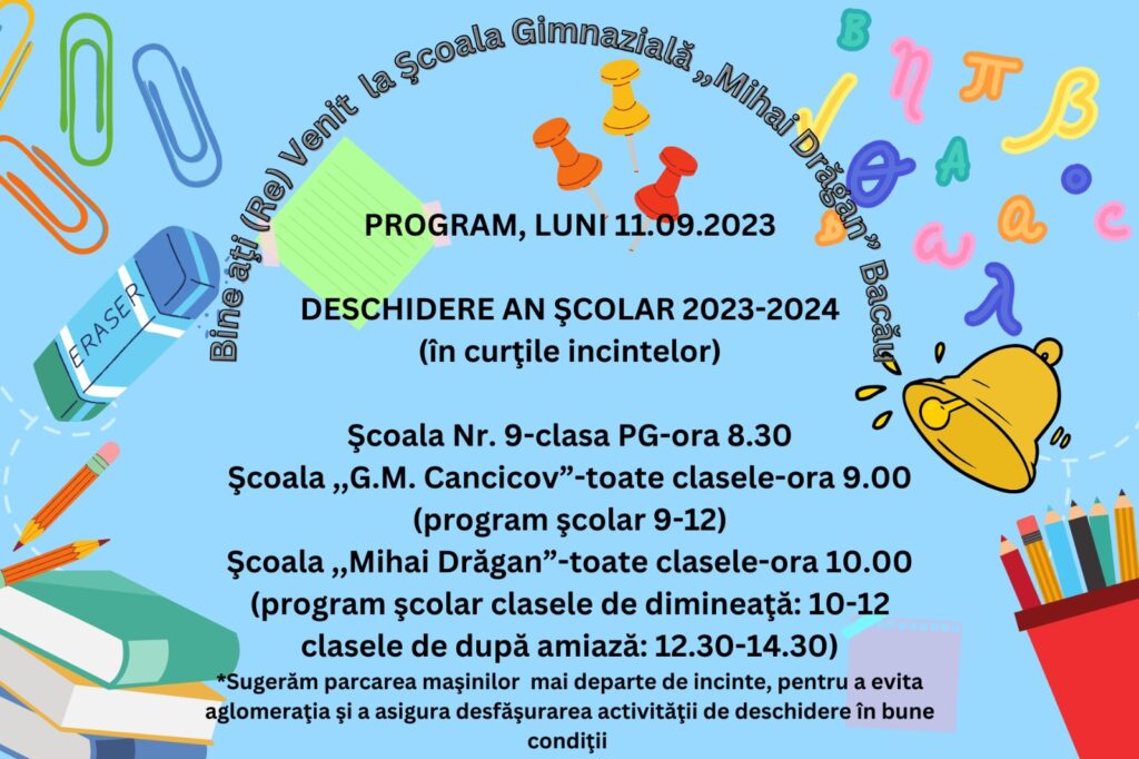 Anunț început an școlar 2023-2024